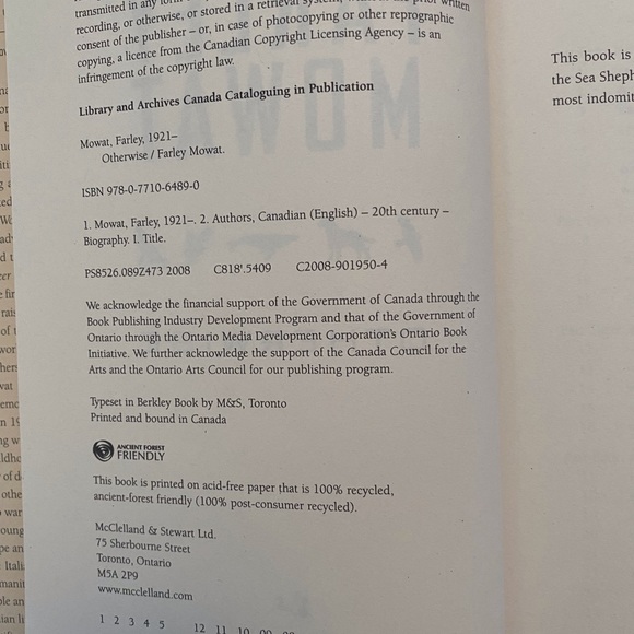 Farley Mowat “Otherwise”. Hardcover. A memoir - Picture 9 of 13